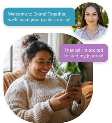 Enara care team member chatting with a patient