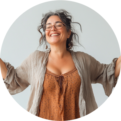 Woman celebrating her long-term weight loss success
