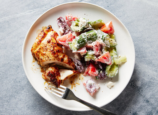 Recipe Challenge: Greek Chicken With Cucumber-Feta Salad
