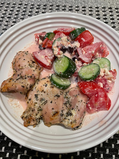 Greek Chicken with Cucumber-Feta Salad