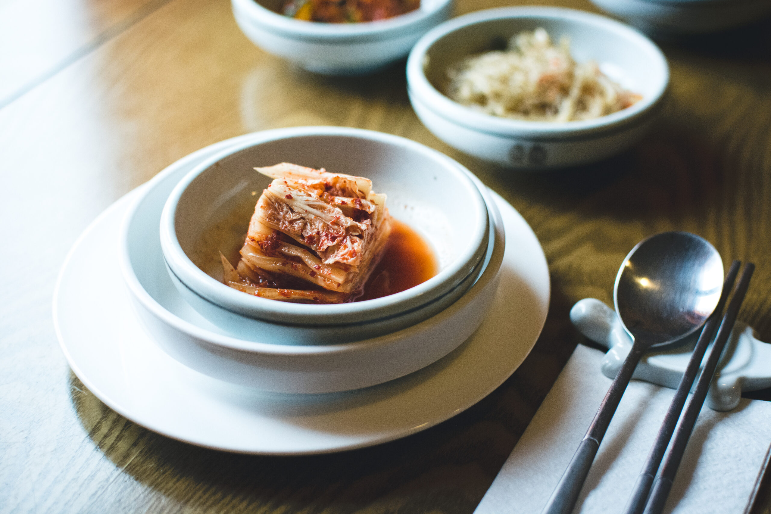 Korean fermented Kimchi in a restaurant